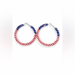 🇺🇸 Patriotic Red, White, and Blue Hoop Earrings 🇺🇸